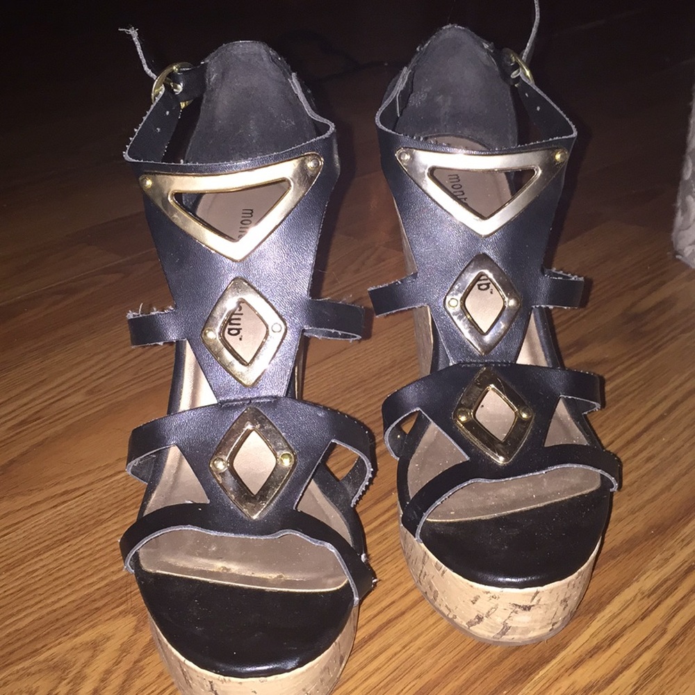 black and cork wedges size 7